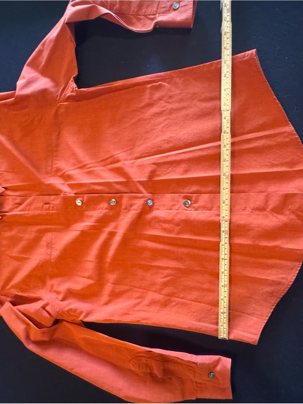 Women's Long-Sleeve Button-Down Shirt in Rust Orange - Picture 8 of 10